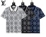 Louis Vuitton Argyle Plaid Color Trim Knit Casual Men Polo Tee