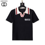 Gucci Multicolor Color Block Collar Logo Embroidery Men Short Sleeve Knit Polo Shirt - Image 4