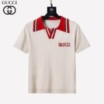 Gucci Multicolor Color Block Collar Logo Embroidery Men Short Sleeve Knit Polo Shirt - Image 3