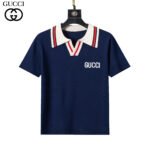Gucci Multicolor Color Block Collar Logo Embroidery Men Short Sleeve Knit Polo Shirt - Image 2