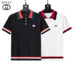 Gucci Black & White Color Block Trim Oval Badge Men Casual Short Sleeve Knit Polo Shirt