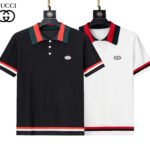 Gucci Black & White Color Block Trim Oval Badge Men Casual Short Sleeve Knit Polo Shirt