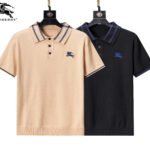 Burberry Plaid Collar Knight Embroidered Men Casual Short Sleeve Knit Polo Shirt