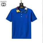 Gucci Multicolor Floral Collar Anchor Embroidery Men Short Sleeve Knit Polo Shirt - Image 2