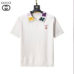 Gucci Multicolor Floral Collar Anchor Embroidery Men Short Sleeve Knit Polo Shirt - Image 4