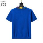 Gucci Multicolor Floral Collar Anchor Embroidery Men Short Sleeve Knit Polo Shirt - Image 5