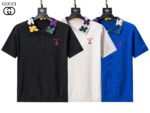 Gucci Multicolor Floral Collar Anchor Embroidery Men Short Sleeve Knit Polo Shirt