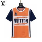 Louis Vuitton Color Block Lightning Print Men Casual Short Sleeve Knit T-Shirt