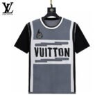 Louis Vuitton Color Block Lightning Print Men Casual Short Sleeve Knit T-Shirt - Image 2