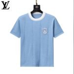 Louis Vuitton Vertical Cable Knit Shield Badge Men Casual Short Sleeve Knit T-Shirt - Image 2