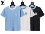 Louis Vuitton Vertical Cable Knit Shield Badge Men Casual Short Sleeve Knit T-Shirt