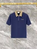 Gucci Navy Monogram Collar Half-Zip Polo & Drawstring Shorts Two-Piece Men Set - Image 2
