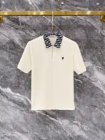 Christian Dior Cream Monogram Collar Half-Zip Polo & Drawstring Shorts Two-Piece Men Casual Set - Image 2