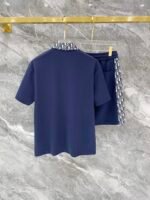 Christian Dior Navy Monogram Collar Half-Zip Polo & Drawstring Shorts Two-Piece Men Casual Set - Image 2