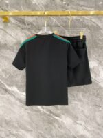 Gucci Black Side Stripe Logo T-Shirt & Drawstring Shorts Two-Piece Men Casual Set - Image 2