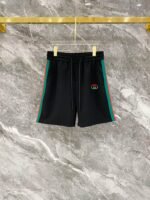 Gucci Black Side Stripe Logo T-Shirt & Drawstring Shorts Two-Piece Men Casual Set - Image 5