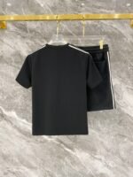 Prada Black Side Stripe Triangle Badge T-Shirt & Drawstring Shorts Two-Piece Men Casual Set - Image 2