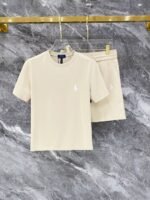 Polo Ralph Lauren Cream Polo Horse Logo Tee & Shorts Co-Ord Set