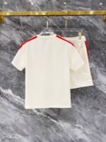 Moncler Cream Stripe Shoulder Crew Neck Tee & Drawstring Shorts Co-Ord Set - Image 2