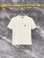 Moncler Cream Stripe Shoulder Crew Neck Tee & Drawstring Shorts Co-Ord Set - Image 3