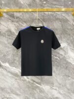 Moncler Black Stripe Shoulder Crew Neck Tee & Drawstring Shorts Co-Ord Set - Image 3