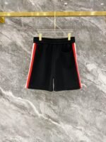 Moncler Black Stripe Shoulder Crew Neck Tee & Drawstring Shorts Co-Ord Set - Image 6