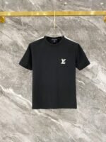 Louis Vuitton White Stripe Crew Neck Tee & Shorts Co-Ord Set In Black - Image 3