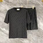 Gucci Allover Logo Print Tee & Shorts Co-Ord Set In Black