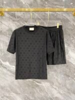 Gucci Allover Logo Print Tee & Shorts Co-Ord Set In Black