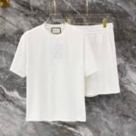 Gucci Allover Logo Print Tee & Shorts Co-Ord Set In White