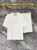 Gucci Allover Logo Print Tee & Shorts Co-Ord Set In White
