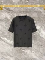 Louis Vuitton Black Allover Logo & Check Print Tee & Drawstring Shorts Co-Ord Set - Image 2