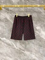 Louis Vuitton Black RedTwo-Tone Monogram Print Tee & Drawstring Shorts Co-Ord Set - Image 4