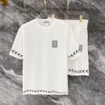 Loewe White Arrow Print Anagram Logo Crew Neck T-Shirt & Drawstring Shorts Two-Piece