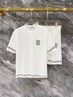 Loewe White Arrow Print Anagram Logo Crew Neck T-Shirt & Drawstring Shorts Two-Piece
