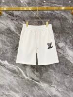 Louis Vuitton White Letter Logo Crew Neck T-Shirt & Drawstring Shorts Two-Piece Set - Image 4