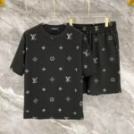 Louis Vuitton Black Glitter Monogram Print Tee & Shorts Co-Ord Set