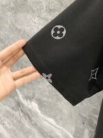 Louis Vuitton Black Glitter Monogram Print Tee & Shorts Co-Ord Set - Image 8