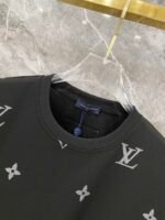 Louis Vuitton Black Glitter Monogram Print Tee & Shorts Co-Ord Set - Image 7