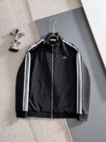 Lacoste Black Geometric Print Tracksuit Set Zip-Up Jacket & Jogger Pants - Image 2