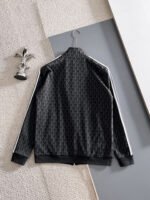 Lacoste Black Geometric Print Tracksuit Set Zip-Up Jacket & Jogger Pants - Image 3