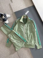 Lacoste Light Green Geometric Print Tracksuit Set Zip-Up Jacket & Jogger Pants