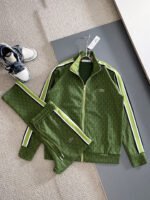 Lacoste Dark Green Geometric Print Tracksuit Set Zip-Up Jacket & Jogger Pants