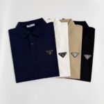 Prada Men's Short Sleeve Polo Shirt with Triangle Logo - Image 3