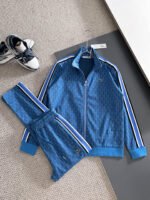 Lacoste Blue Geometric Print Tracksuit Set Zip-Up Jacket & Jogger Pants