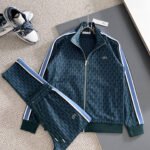 Lacoste Navy Geometric Print Tracksuit Set Zip-Up Jacket & Jogger Pants