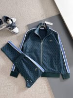 Lacoste Navy Geometric Print Tracksuit Set Zip-Up Jacket & Jogger Pants