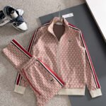 Lacoste Red Geometric Print Tracksuit Set Zip-Up Jacket & Jogger Pants