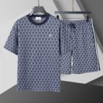 Lacoste Navy Geometric Print Men's 2-Piece Round Neck T-Shirt & Shorts Set
