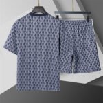 Lacoste Navy Geometric Print Men's 2-Piece Round Neck T-Shirt & Shorts Set - Image 2